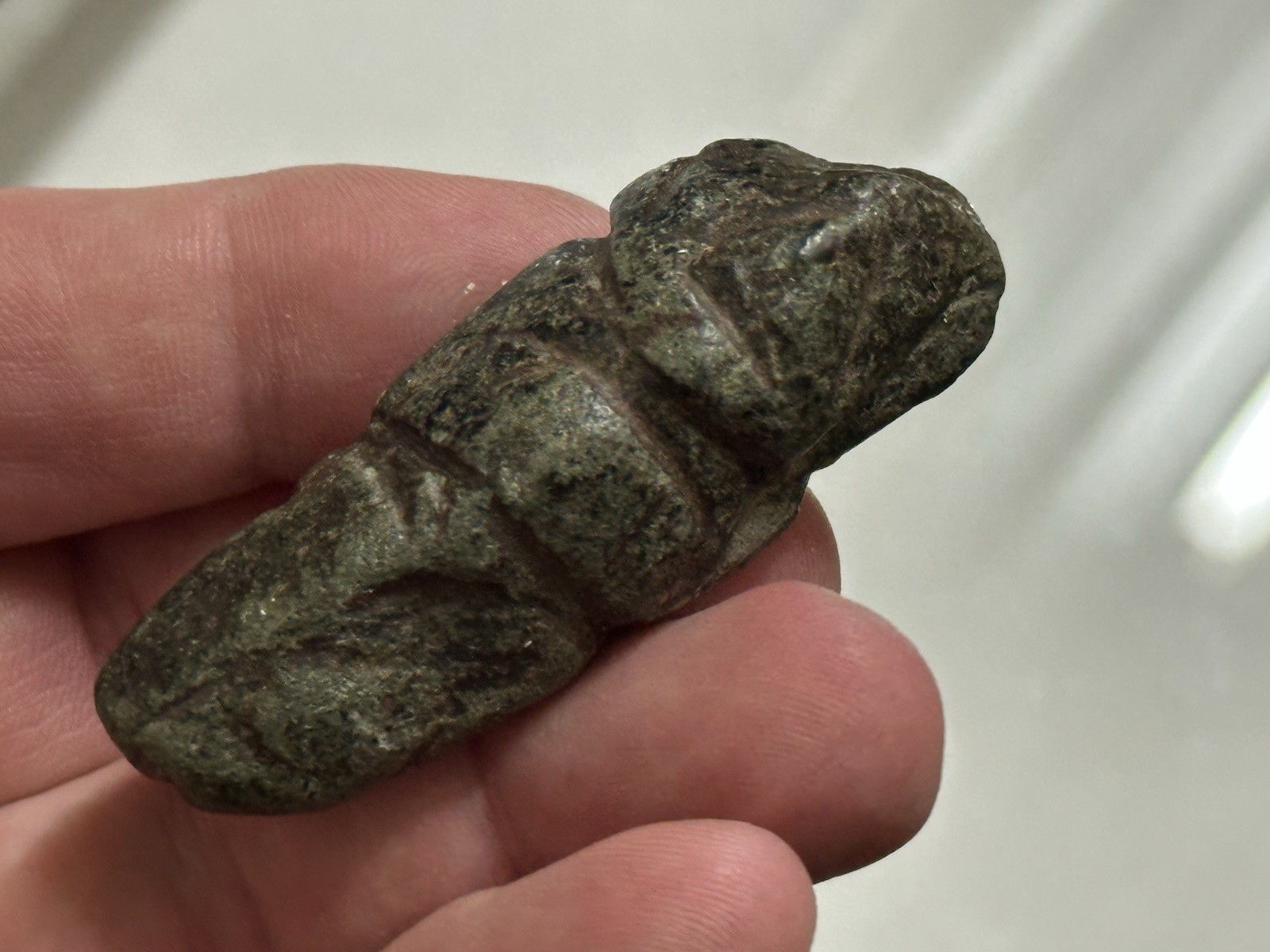 PRECOLUMBIAN HUMAN EFFIGY PENDANT AXE GOD OLMEC MEZCALA MIXTEC JADE JADEITE MAYA