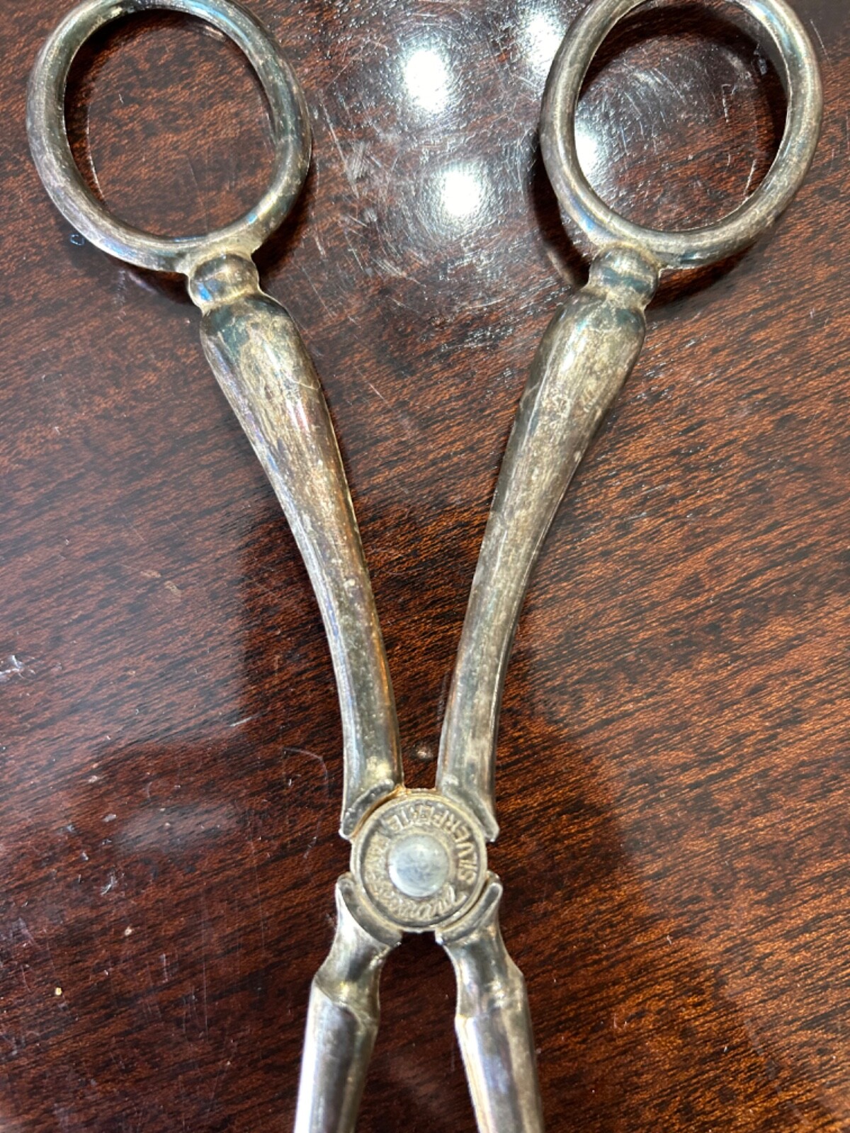 Vintage Leonard Silverplate Salad Pasta Tongs Made In Italy Scissor Style 10.5”