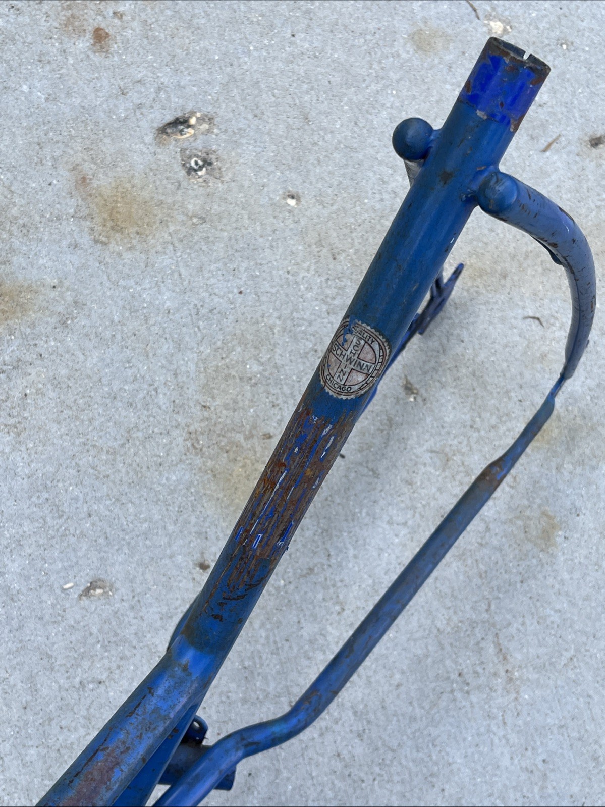Vintage late 40s / 50s Blue Schwinn Ladies Chicago Built Frame Good Shape 18"