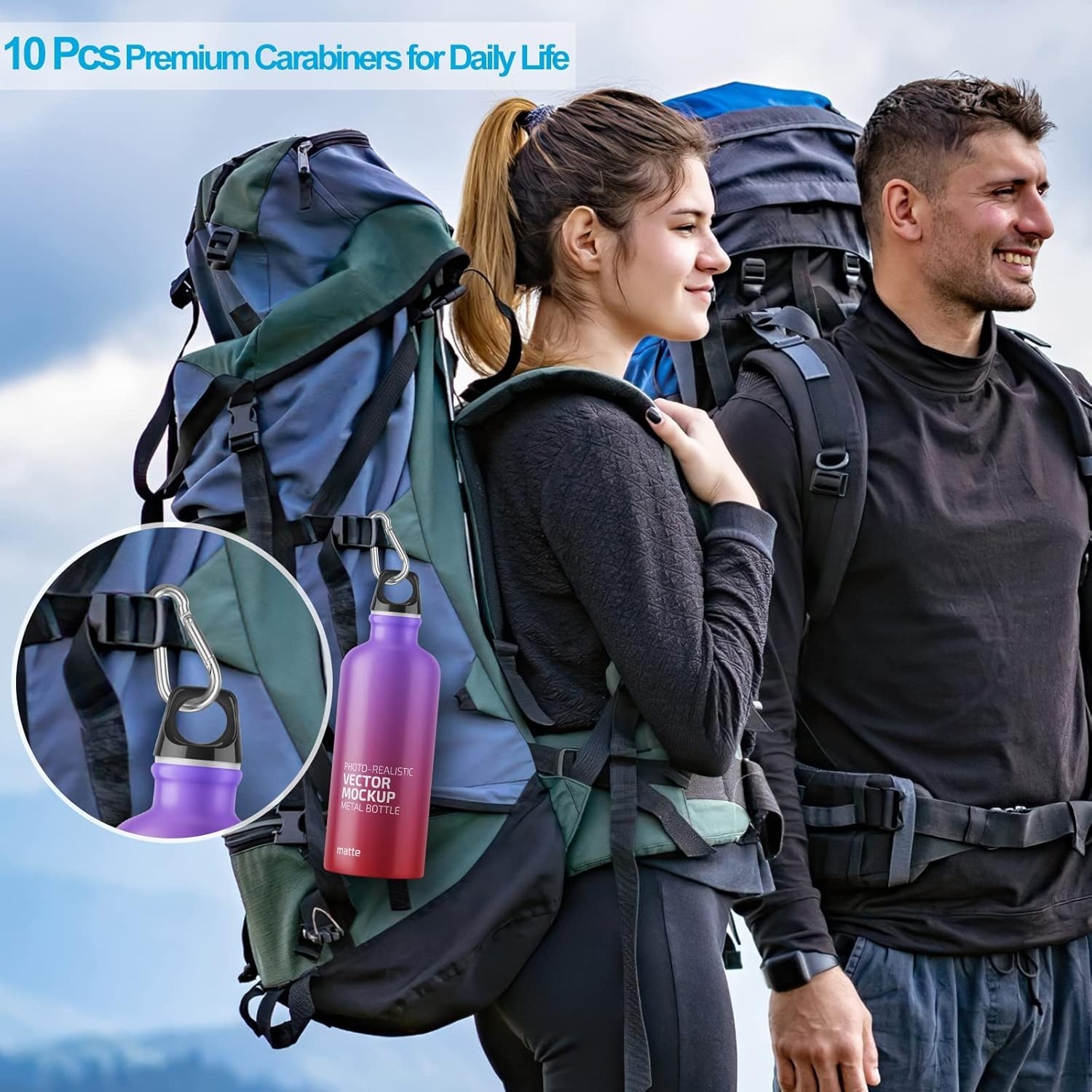 10 PCS Stainless Steel Carabiners Spring Snap Hooks Heavy Duty Keychain Clip NEW