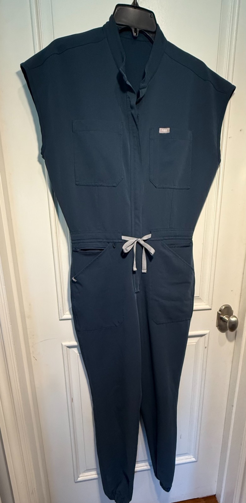 FIGS Women Blue/Gray Rafaela Cargo Jogger Jumpsuit Scrubs Sleeveless Size S