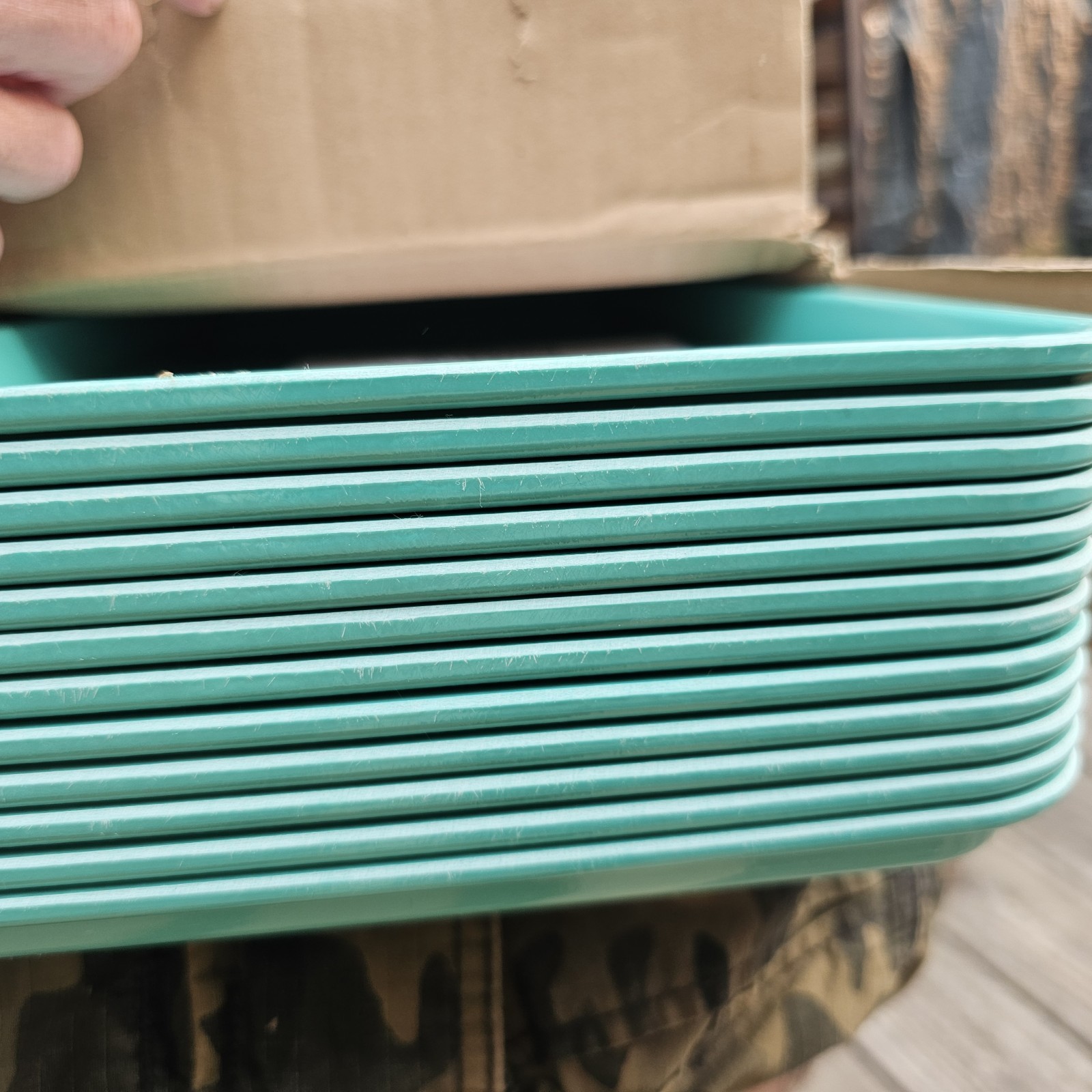 12 Cambro 918MT140 Rectangular Market Display Tray 8 11/16" x 18" x13/16" Green