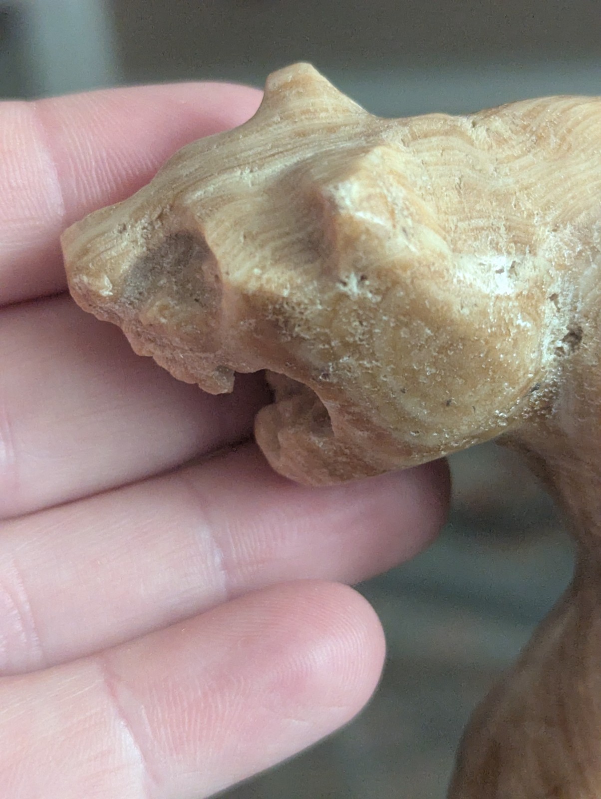 Vintage Carved Stone Panther Puma Cat Statue Figurine Mountain Lion Natural Art