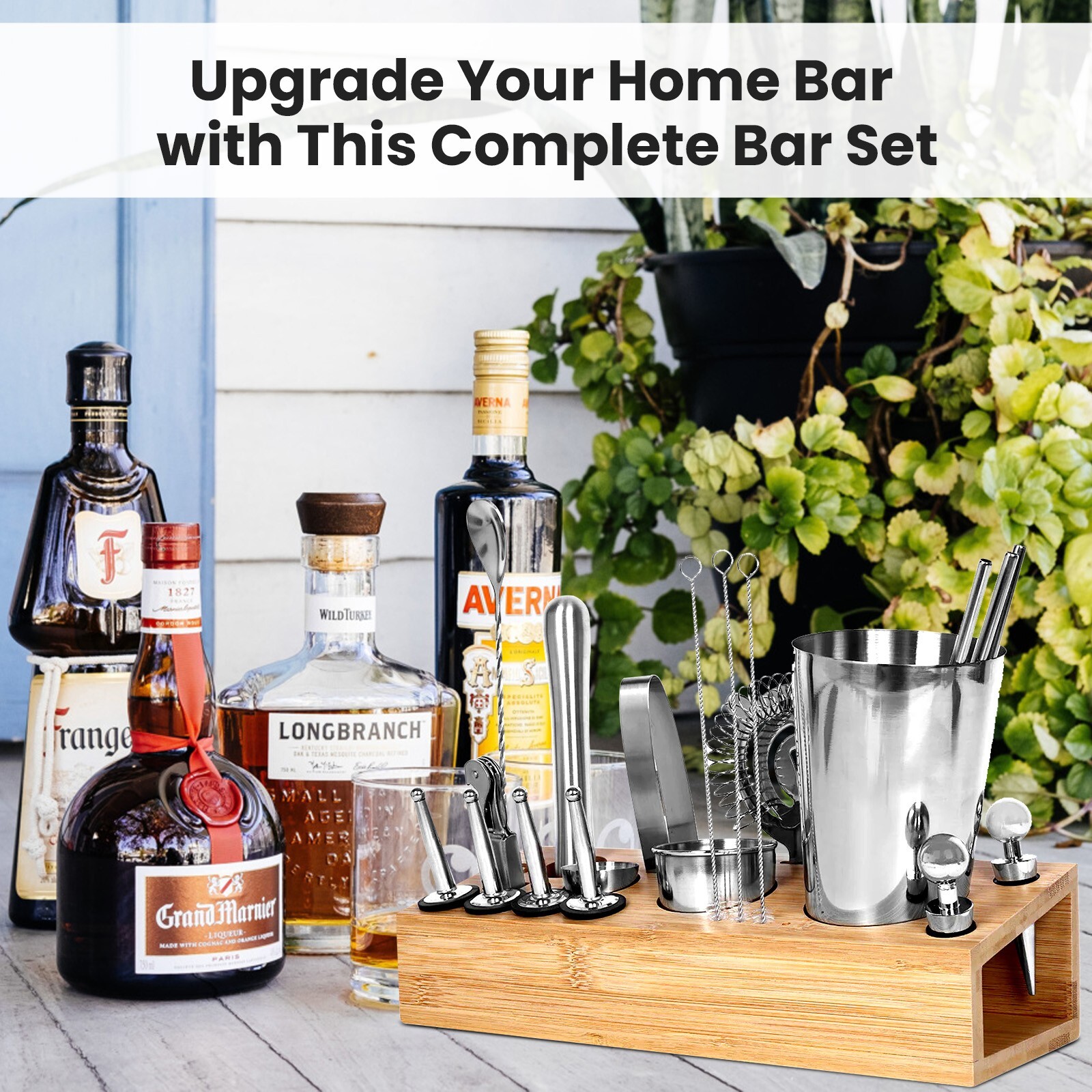 26-Piece Bartender Kit Cocktail Shaker Set with Bamboo Stand – Bar Tools Set