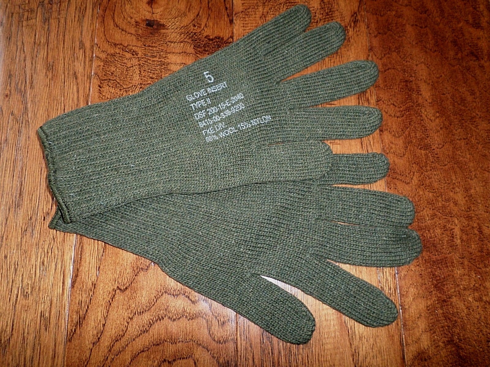 U.S MILITARY STYLE D3A COLD WEATHER GLOVE LINERS 85% WOOL 15% NYLON SIZE LARGE