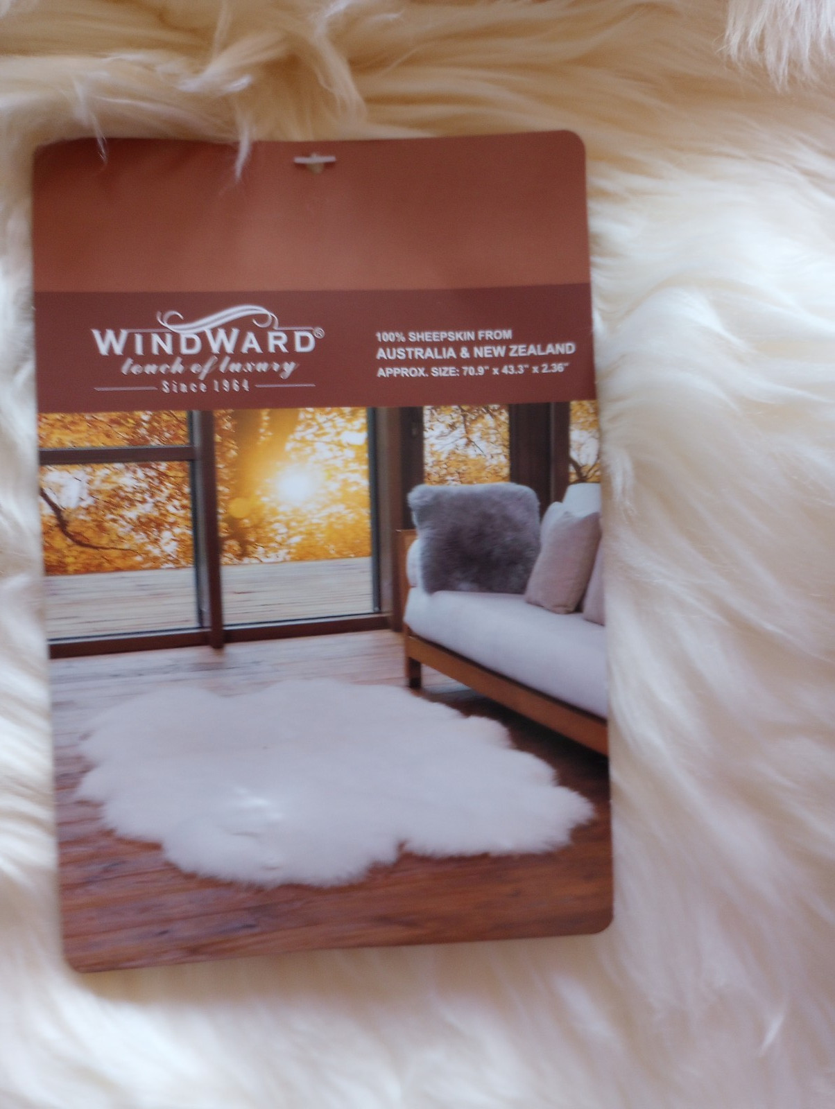 Windward Sheepskin Rug Approx 71" x 44" Inches NEW WITH TAGS 100% Genuine