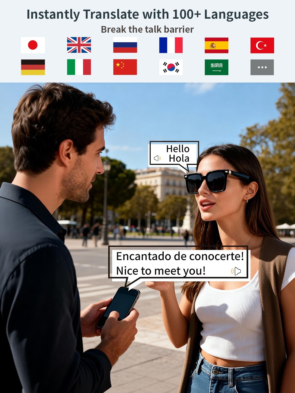 NEW Smart Glasses AI Bluetooth Call Music Translation for Men&Women Work Travel