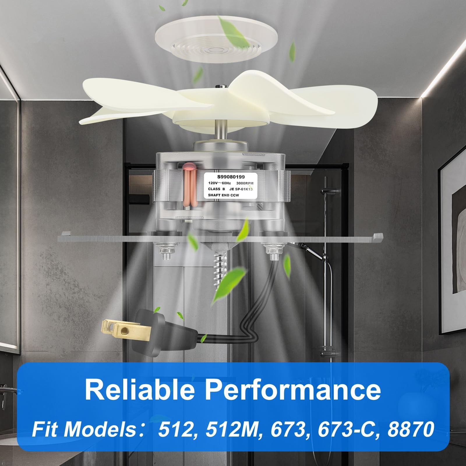 S99080199 Bathroom Exhaust Motor 80 CFM 4.0 Sones Vent Fan Motor Attic Fan Repla