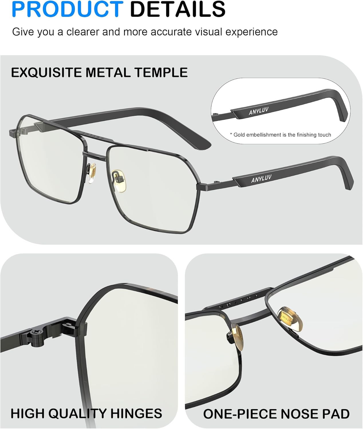 ANYLUV Blue Light Glasses Men/Women, Blue Light Blocking Glasses, Computer Scree