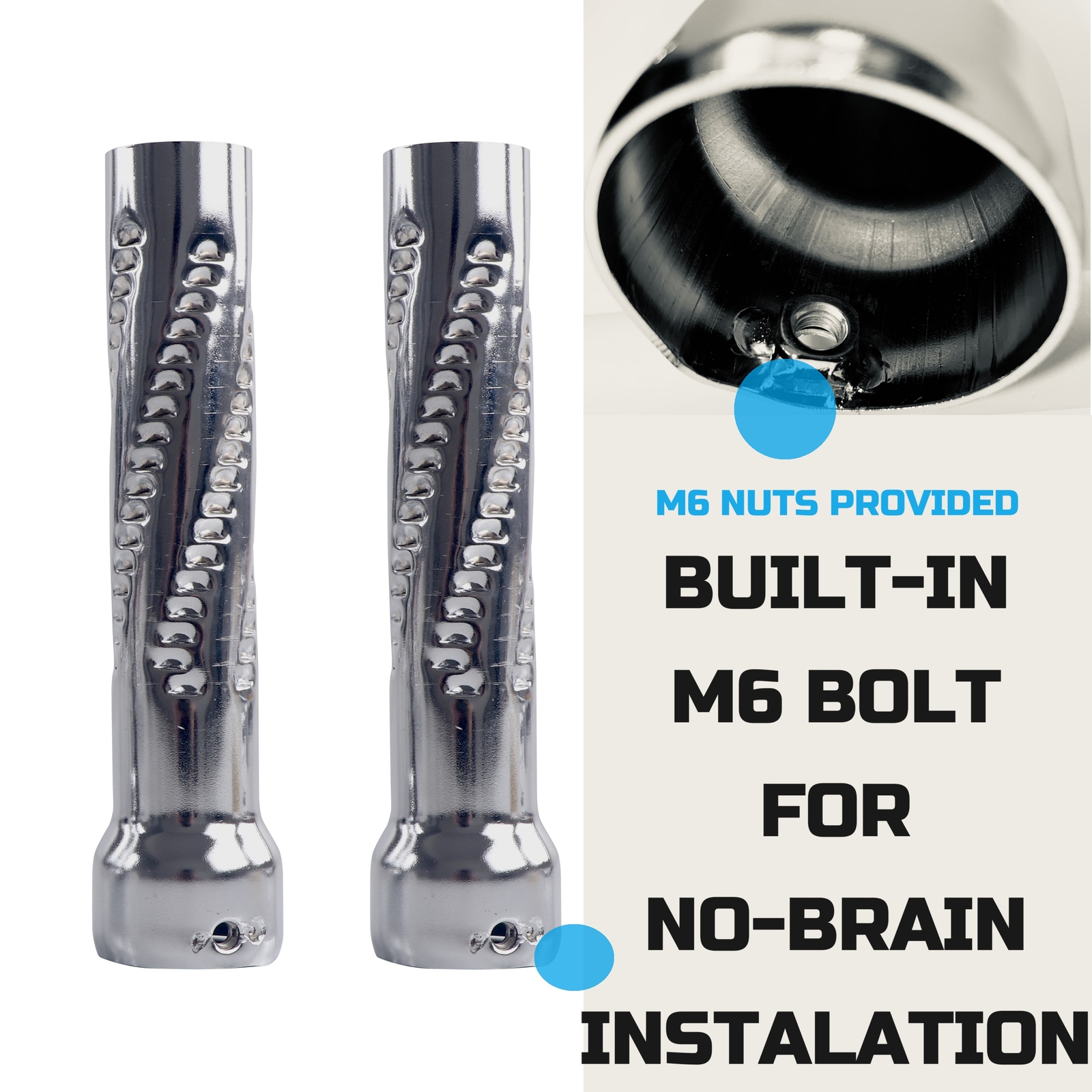 SHARKROAD Quiet Drag Pipe Baffles for 2" Fishtail Exhaust Pipes, or Drag Pipes