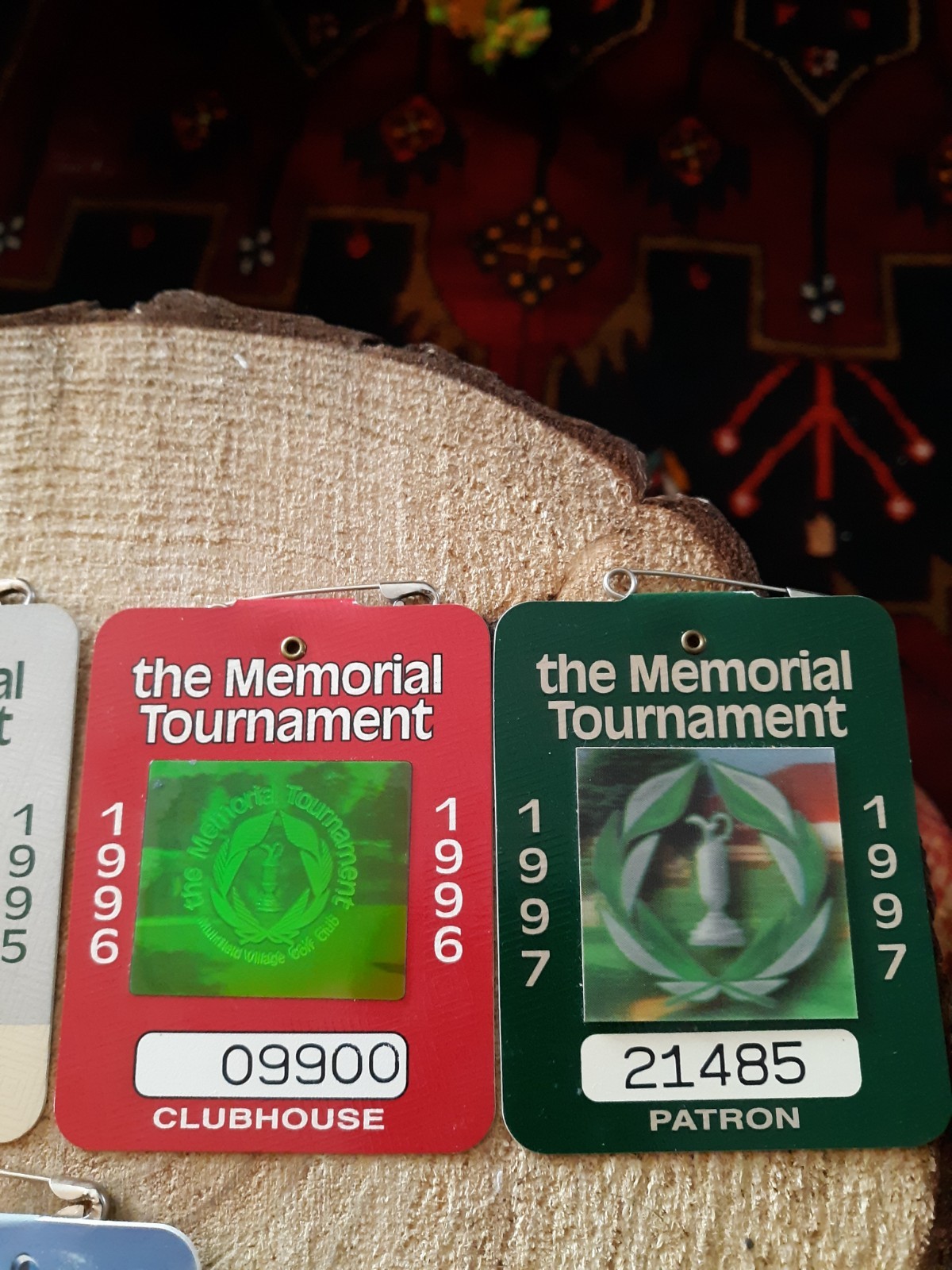 1994 1995 1996 1997 & 2001 Memorial Golf Tournament Patron & Clubhouse Badges