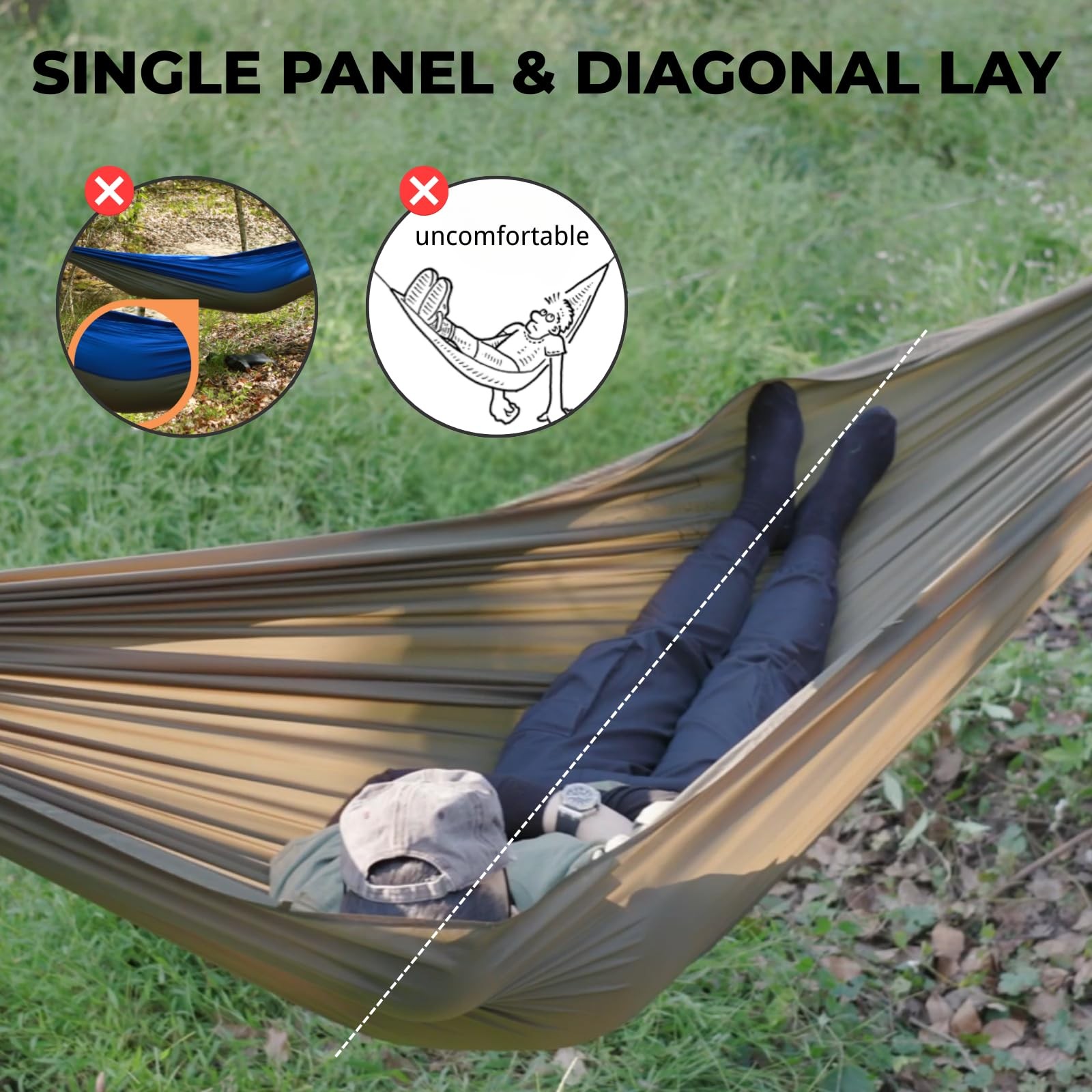 Onewind 11ft Ultralight Camping Hammock, Portable Hammock, 40D 1.7oz Nylon Ri...