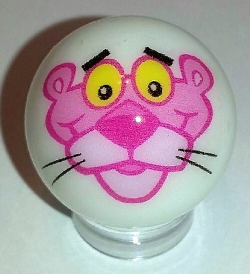 Pink Panther 1" Glass Logo Marble w/ Stand