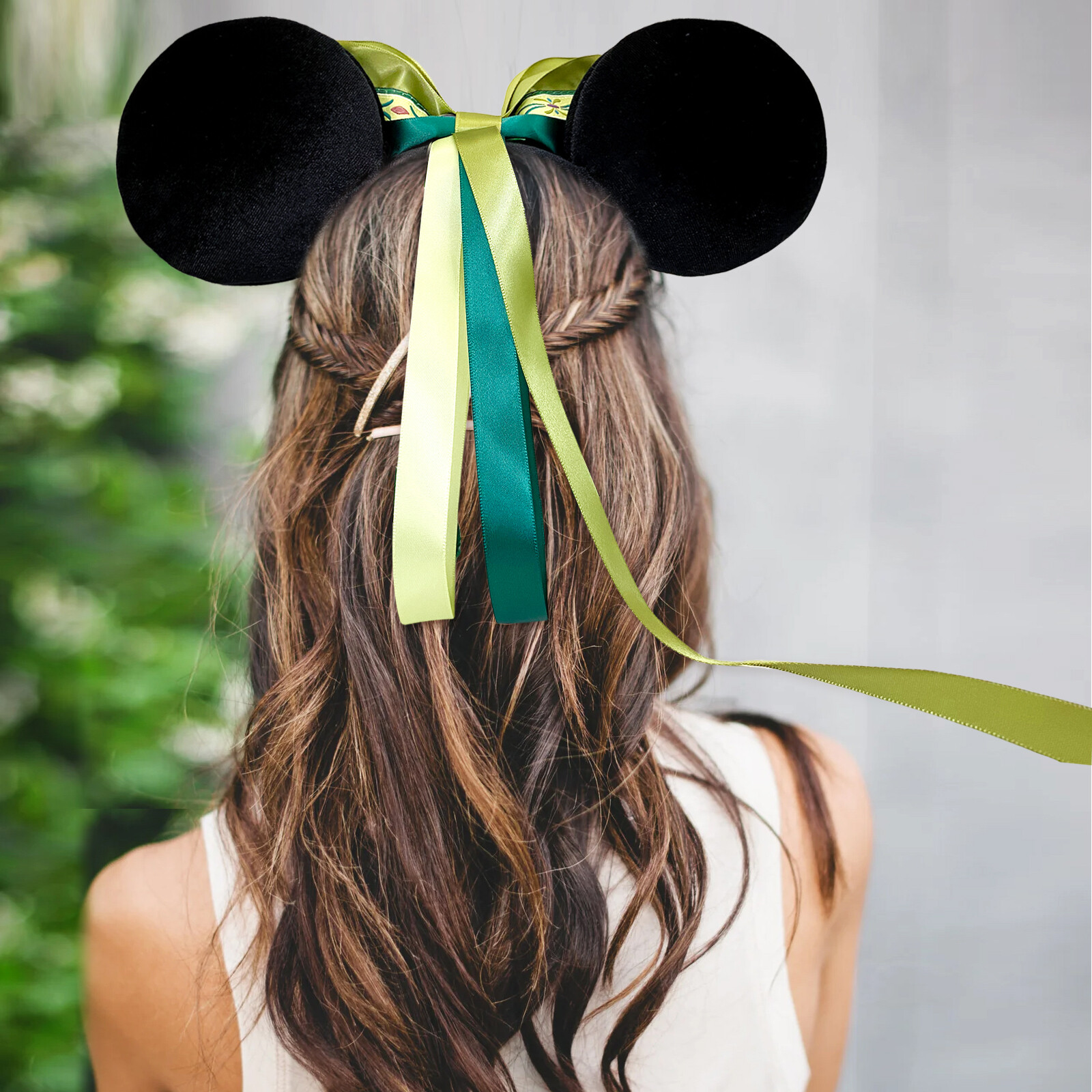 Disney-Park's Authentic Frozen Anna Fantasy Springs Green Minnie Ears Headband