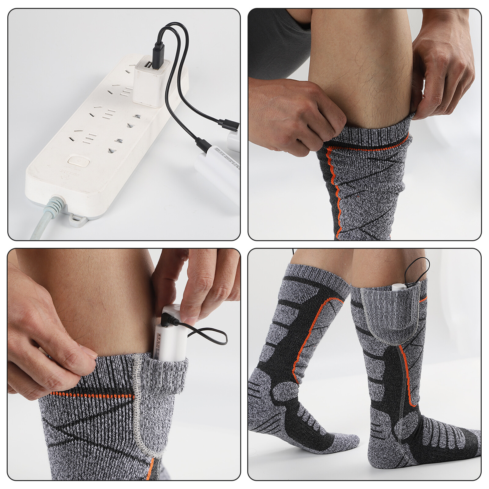 3.7v Heated Warm Socks w/2 Rechargeable Battery Men Women Washable Electric Sock