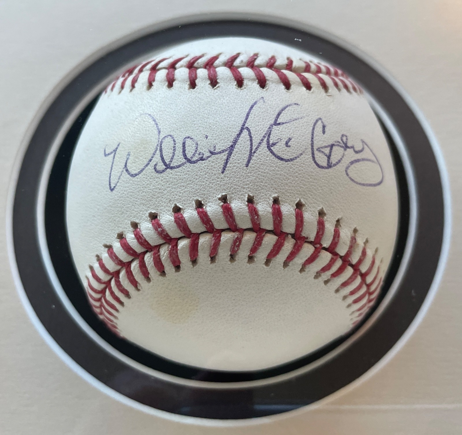 SF Giants Willie Mays & Willie McCovey Signed Baseballs framed w/photo. FREE S/H