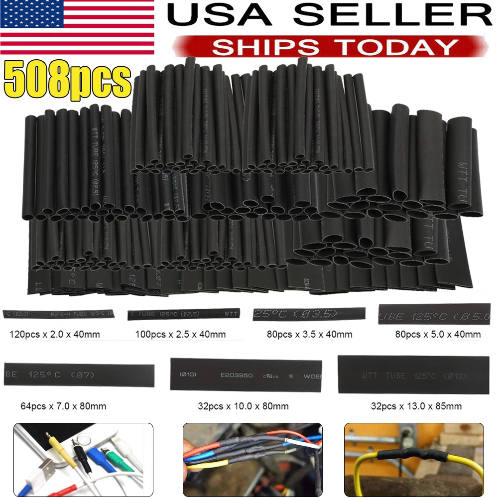 508Pcs Heat Shrink Tubing Insulation Shrinkable Tube 3:1 Wire Cable Sleeve Kit