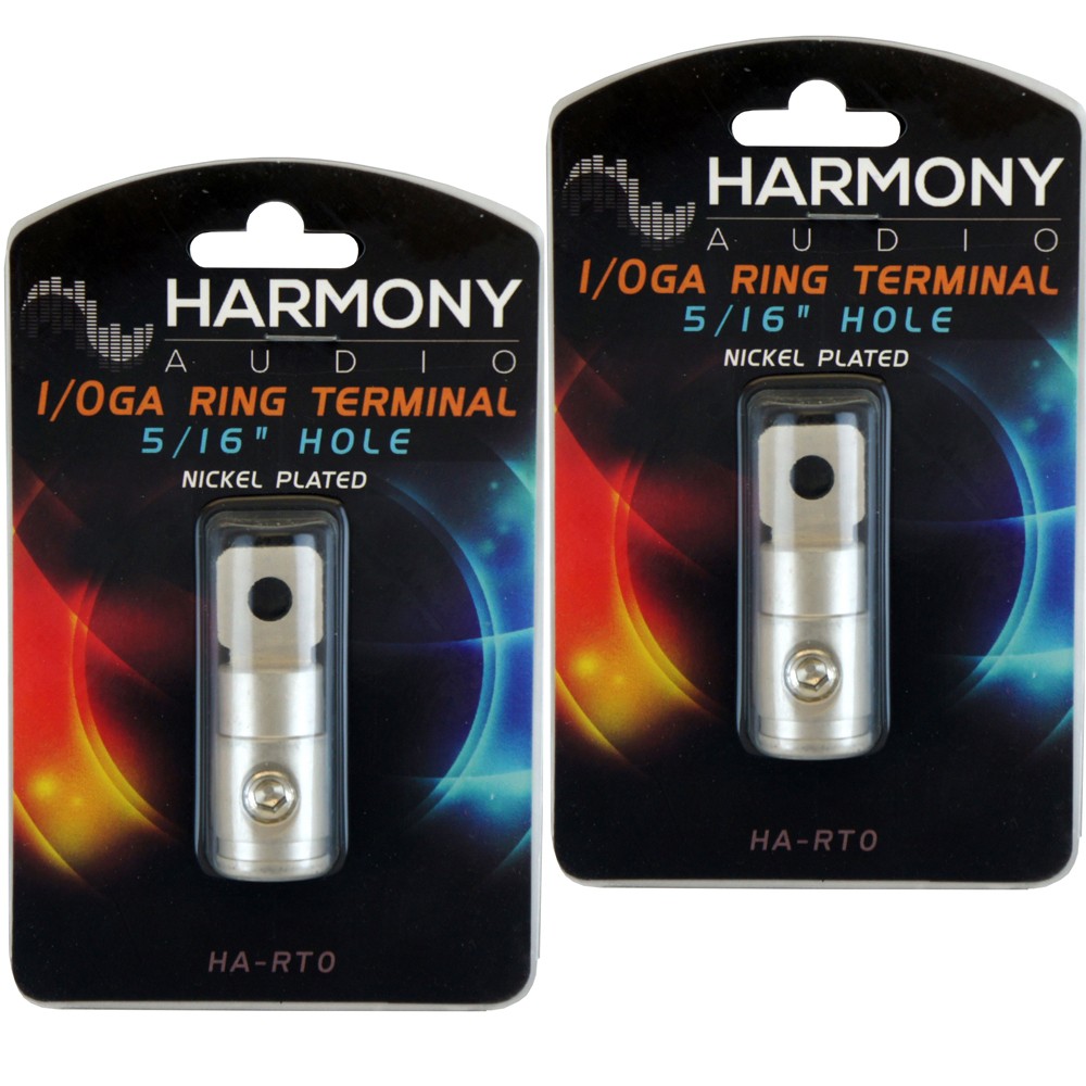 Harmony Audio HA-RT0 Car Stereo Power/Ground 1/0 Gauge 5/16" Ring Terminal Pair