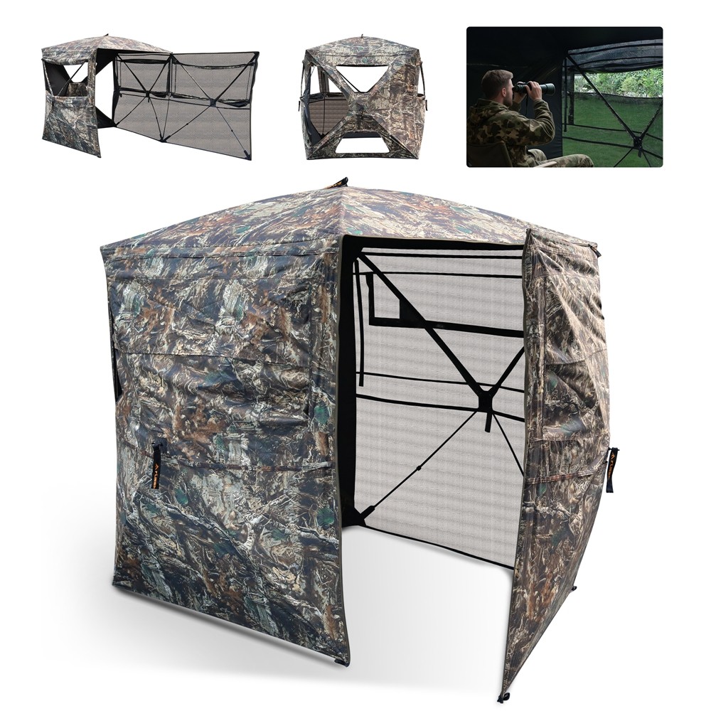 FLISSA Hunting Blind See-Through 3-4 Person 270 Degree with Full-Opening Door