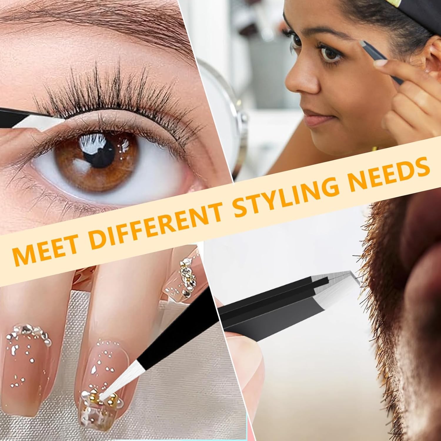 Eyebrow Tweezers Eyebrow Clip 4Piece Hair Beauty Pluckers Stainless Steel