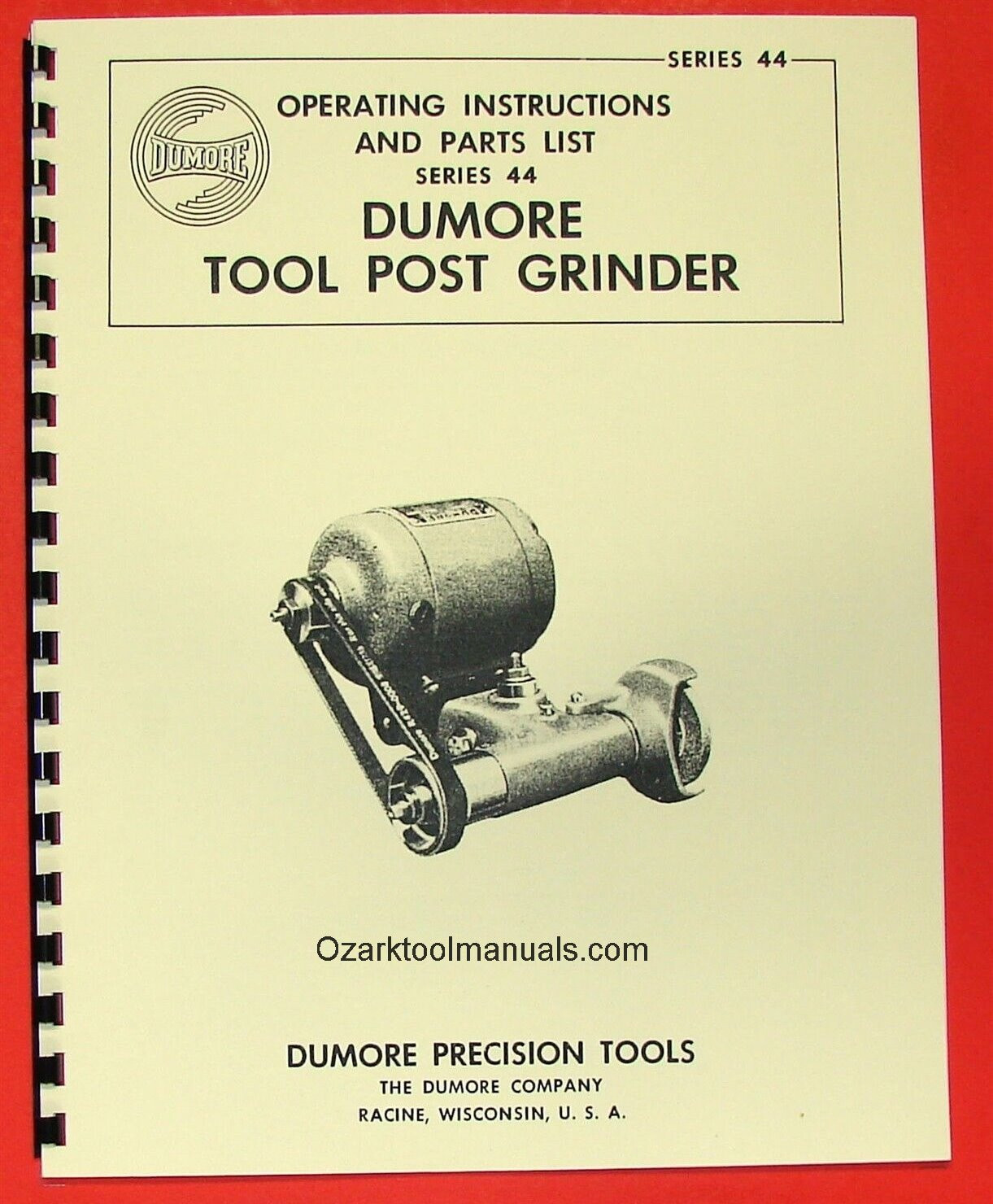 DUMORE Series 44 Hand Tool Post Grinder 8171 Instructions and Parts Manual 0285