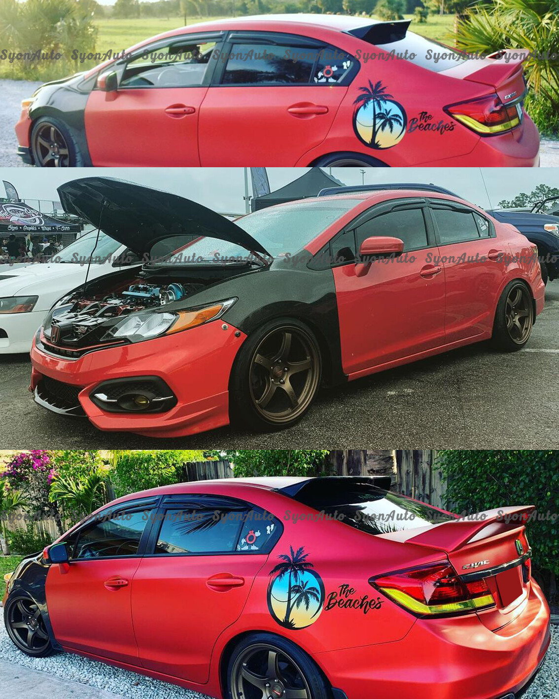 FITS 2012-2015 HONDA CIVIC SEDAN JDM 3D WAVY MUGEN STYLE WINDOW VISOR RAIN GUARD