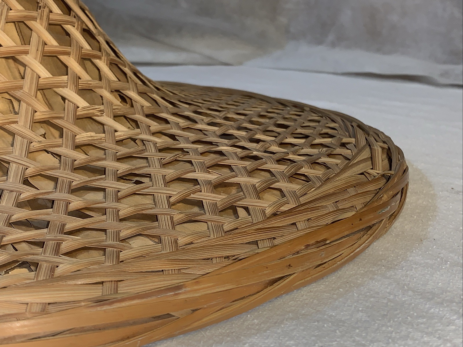 Conical Straw Hat Vtg Asian Chinese Handmade Sun Gardening Rice Coolie 18" Large