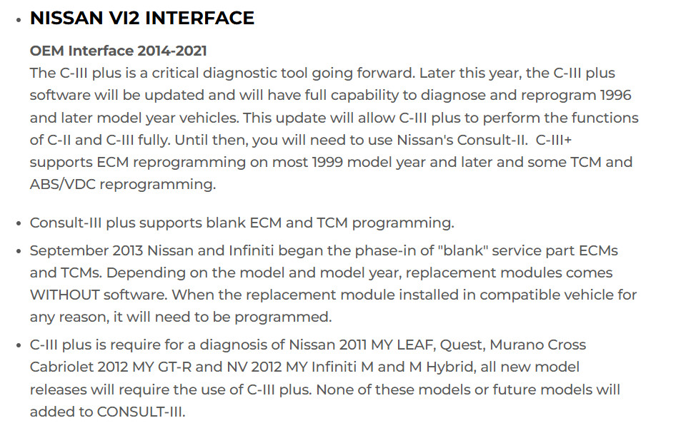 Nissan CONSULT III VI2 Vehicle Communications Interface - OEM scantool Interface