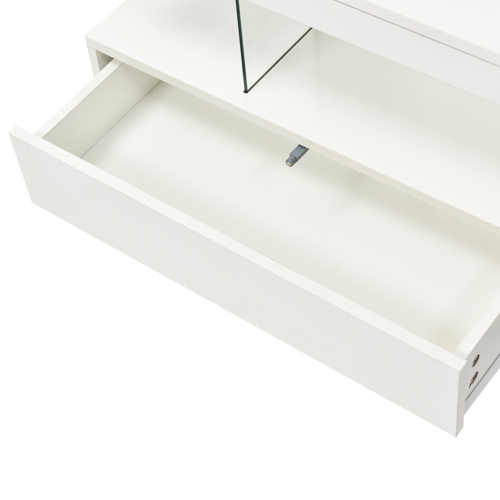 Coffee Table with Storage Modern Center Table with 2 Drawers and Display Shelves