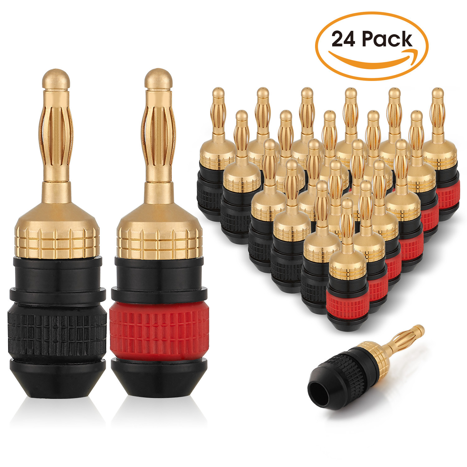WGGE WG-008 24K Gold Safety Connector Banana Plugs (12 Pair (24 plugs))
