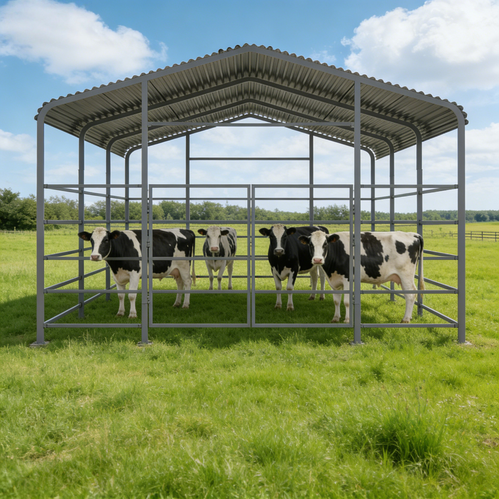 New 13×13 FT Metal Livestock Shed Farm Animal Shelter Cowshed Free Shipping USA