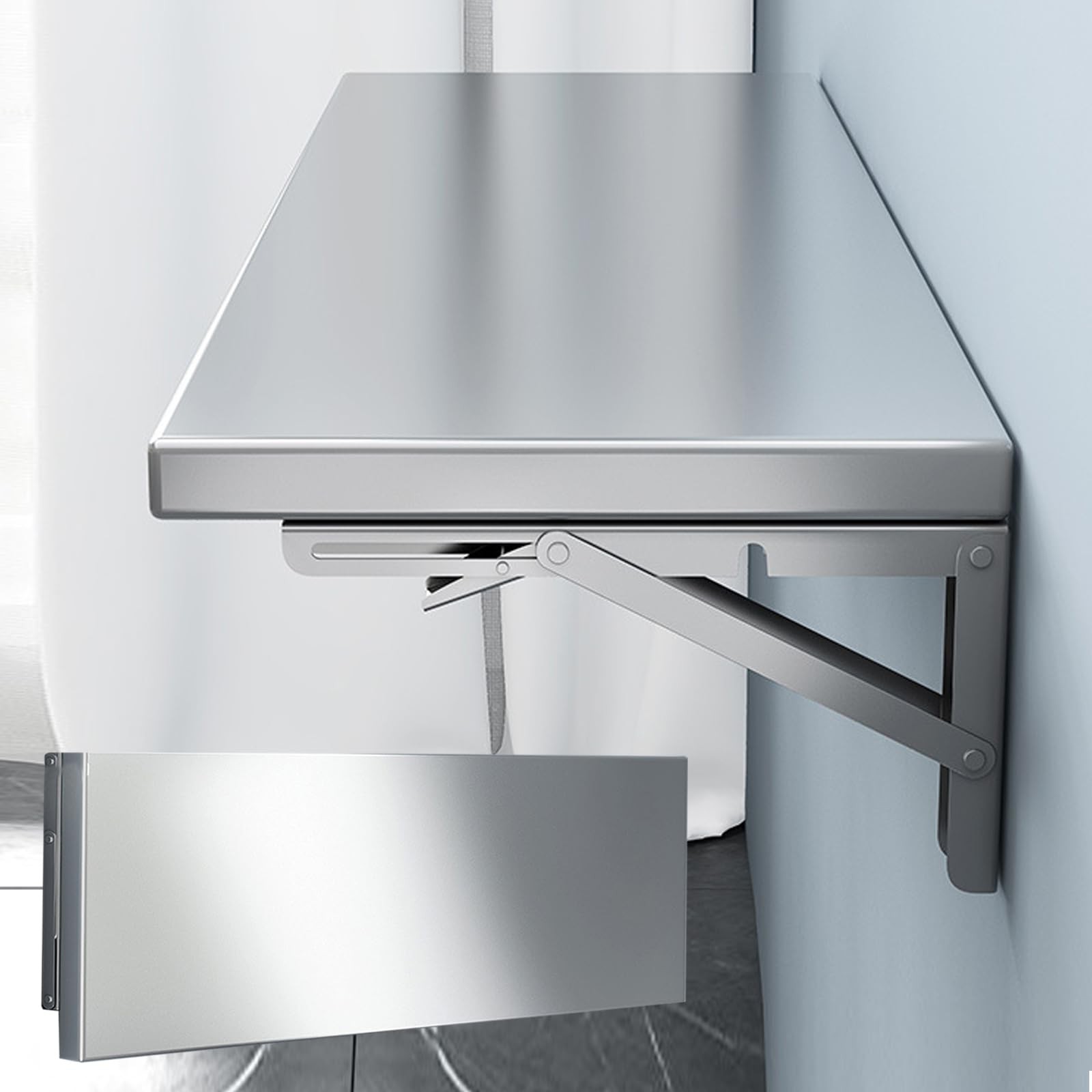 Folding Concession Shelf 36" x 12", Stainless Steel Drop Down Folding Serving...