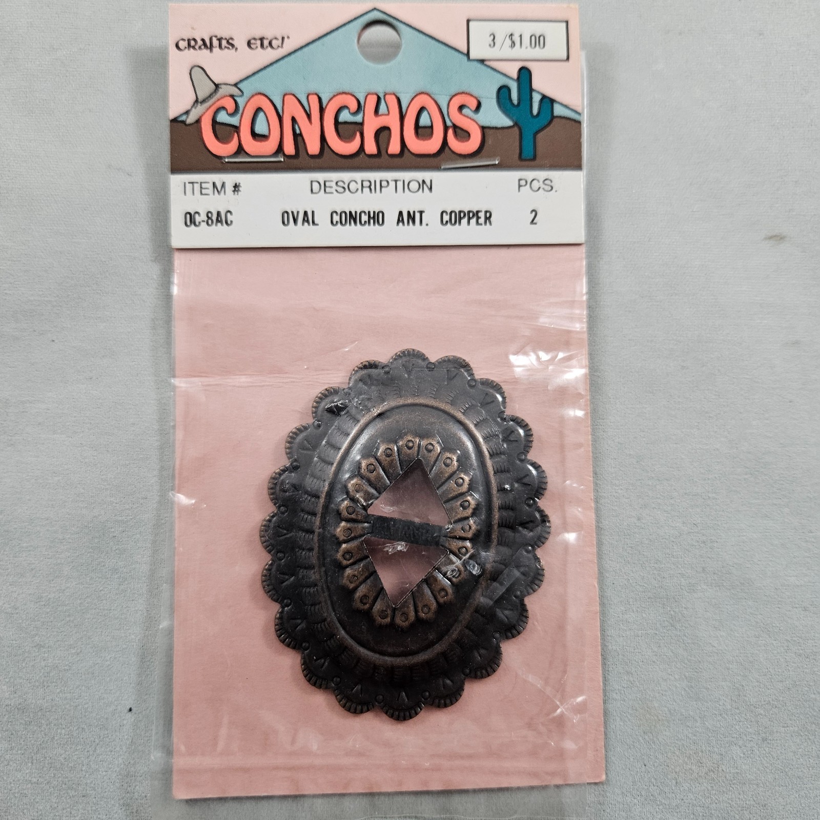 21 Oval Conchos Slotted Antique Copper Saddle Western Leather Crafts Large Vtg