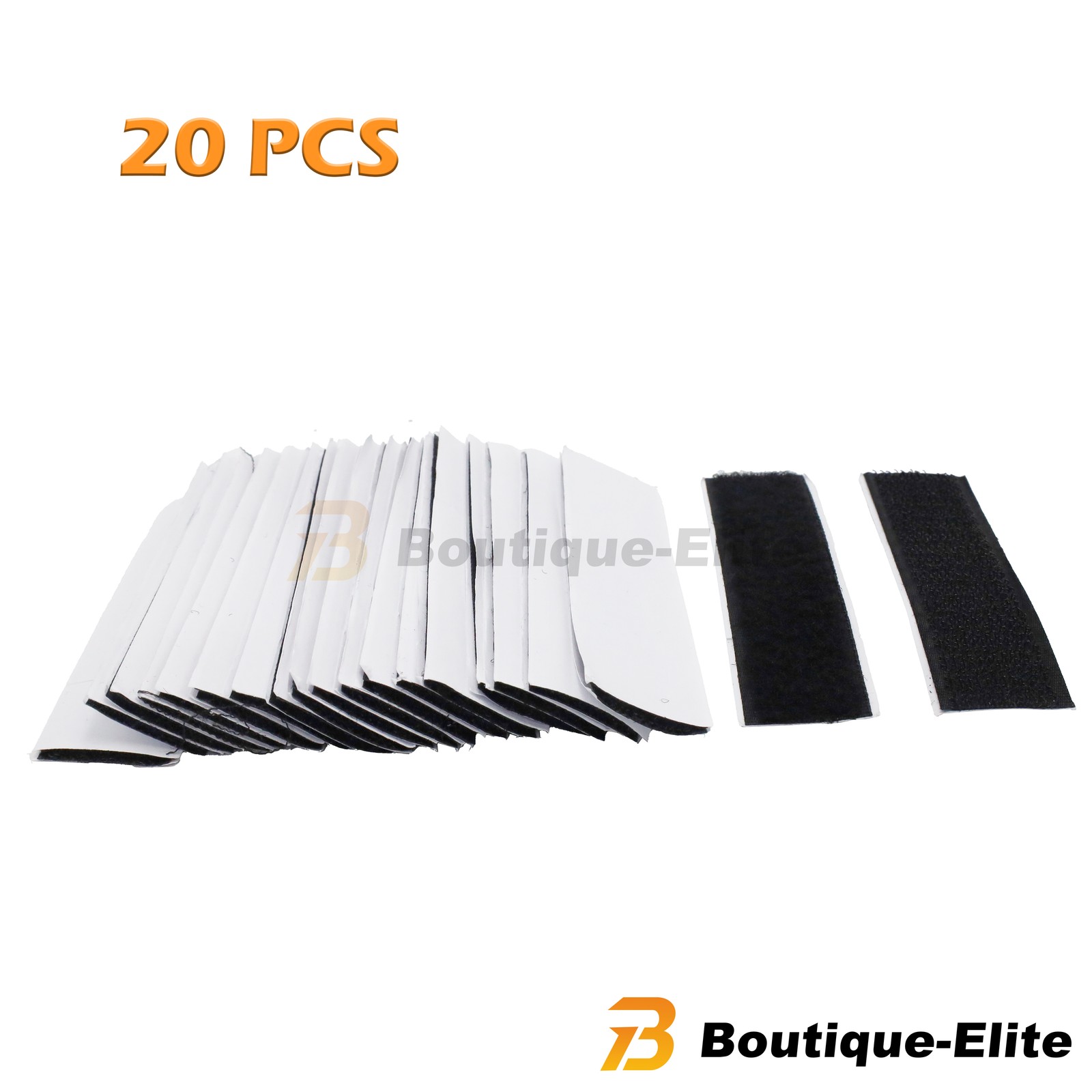 20 Sets Heavy Duty Hook & Loop Adhesive Strips 1x4” Black Sticky Back Fastener