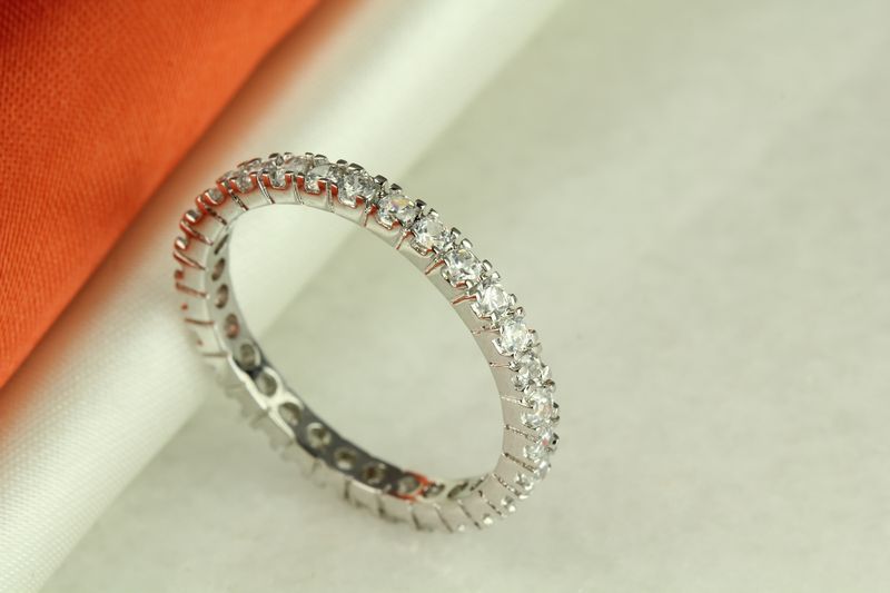 1.68 CT STERLING SILVER ROUND STACKED CZ ETERNITY BAND RING SZ 5-10 ❤thr❤ ~ET4~