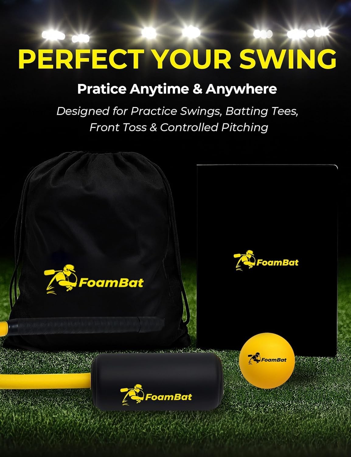 Baseball & Softball Rope Swing Trainer - Innovative High-Density Foam Bat Design