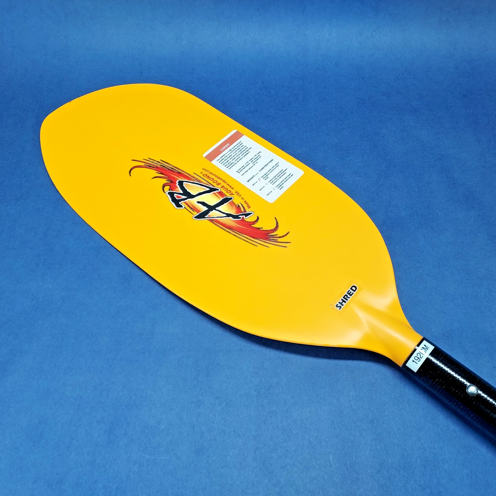 Aqua Bound Shred 192 CM 38.5 Oz Yellow Kayak Paddle Made In The USA