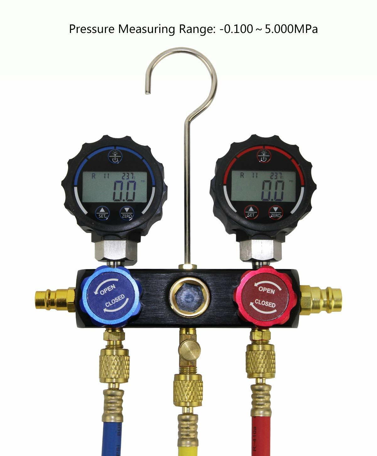 Elitech DMG-1B Digital Pressure Gauge HVAC w/ Charging Hoses Carrying Case