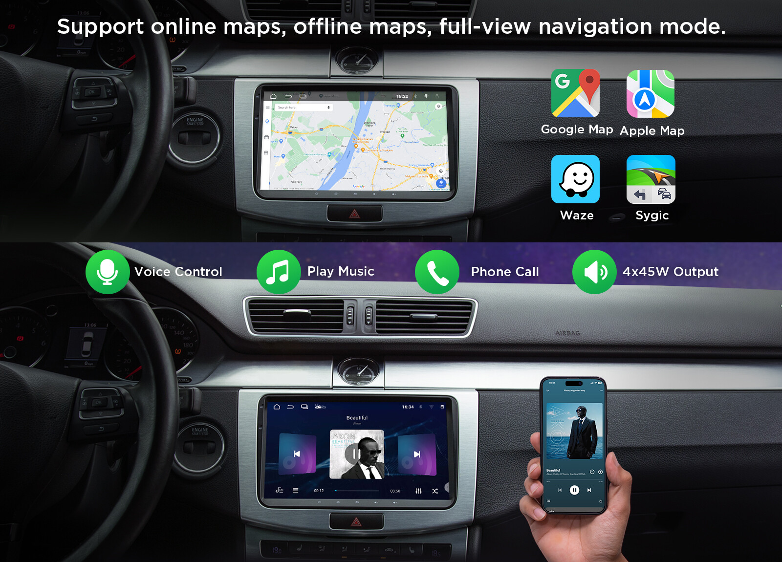 Android 13 Car Stereo Radio GPS Nav Apple CarPlay For VW Volkswagen Jetta Passat