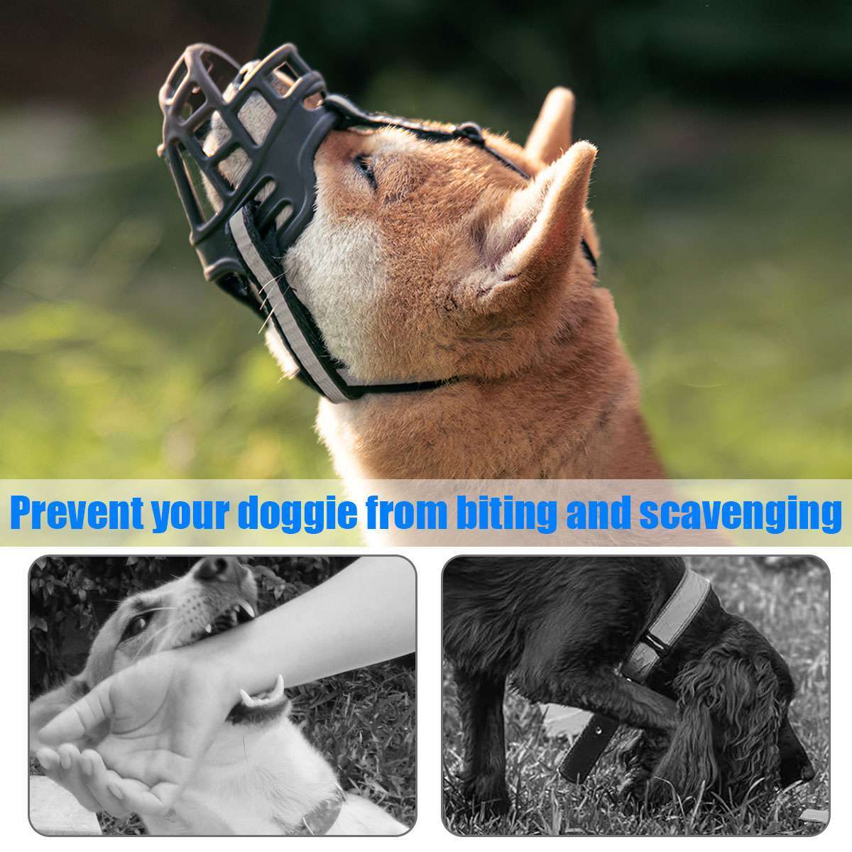 Large Pet Dog Basket Muzzle Mouth Cover Mesh Cage No Barking Biting Chewing