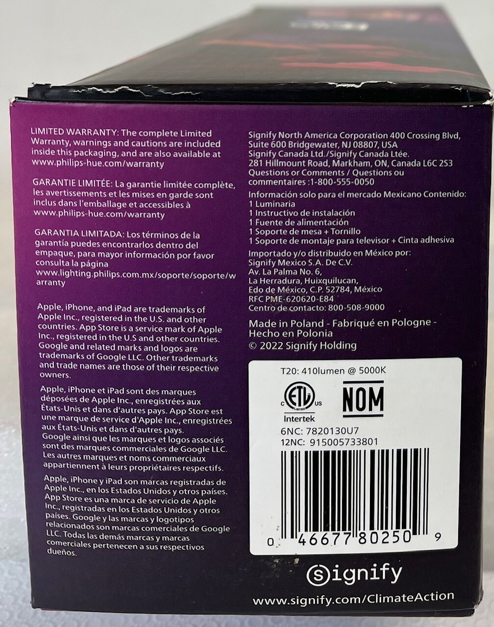 Philips Hue 7820130U7 White & Color Ambiance Smart LED Play Light Bar -FREE S/H