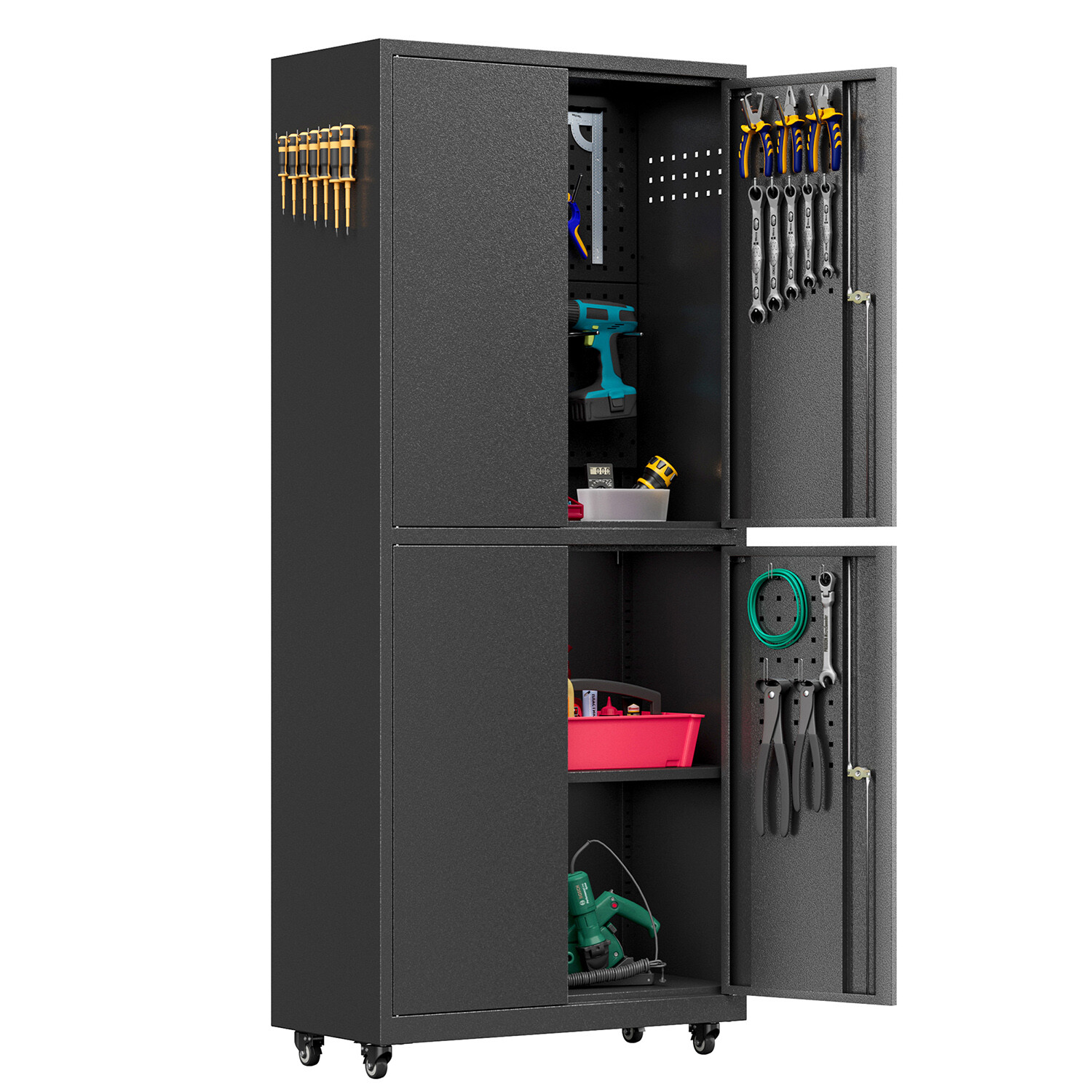 Metal Tool Storage Cabinet Locking Rolling Garage Cabinet Cupboard Shelves Chest