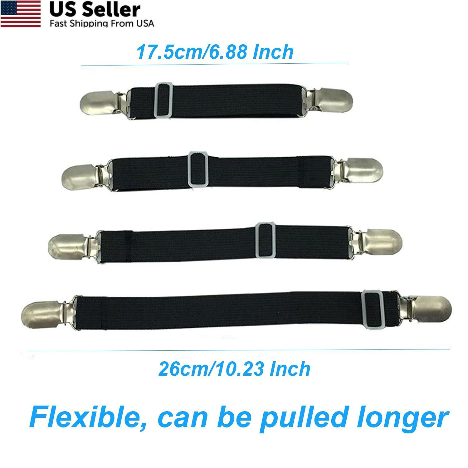 BetyBedy 4Pcs Adjustable Bed Sheet Fasteners Elastic Straps Clips FROM USA