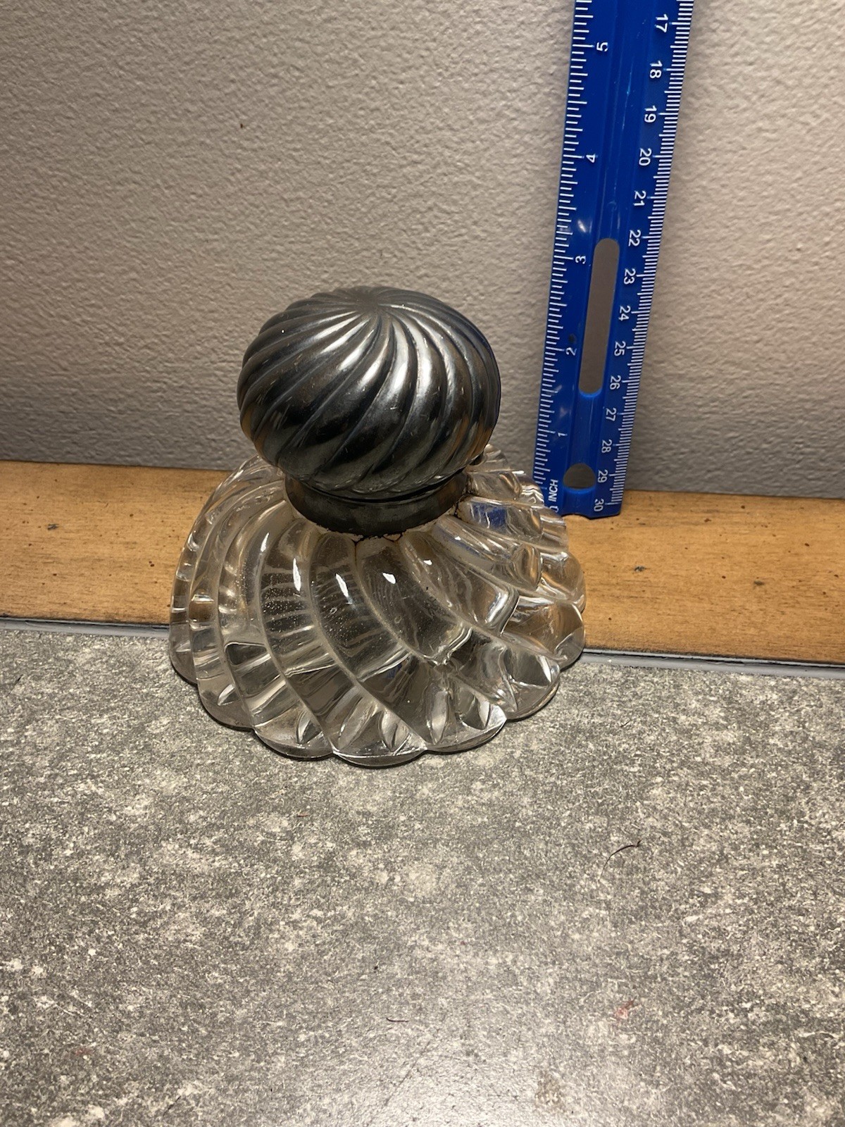 Antique Glass Inkwell Art Deco Swirled Top