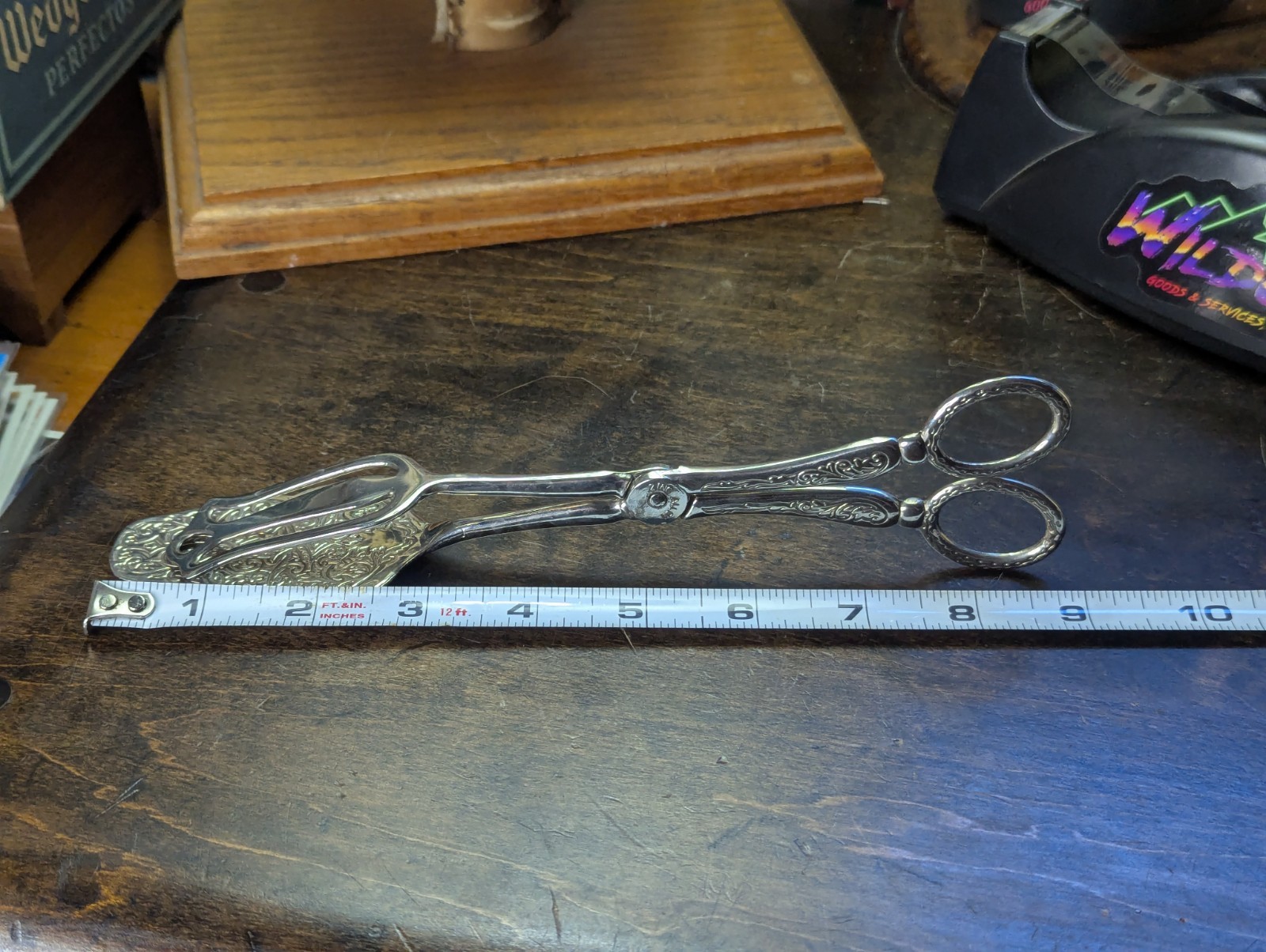 Silverplate Zinc Alloy Salad Tongs Vintage Ornate Dessert Service SEPARATED 8.5"