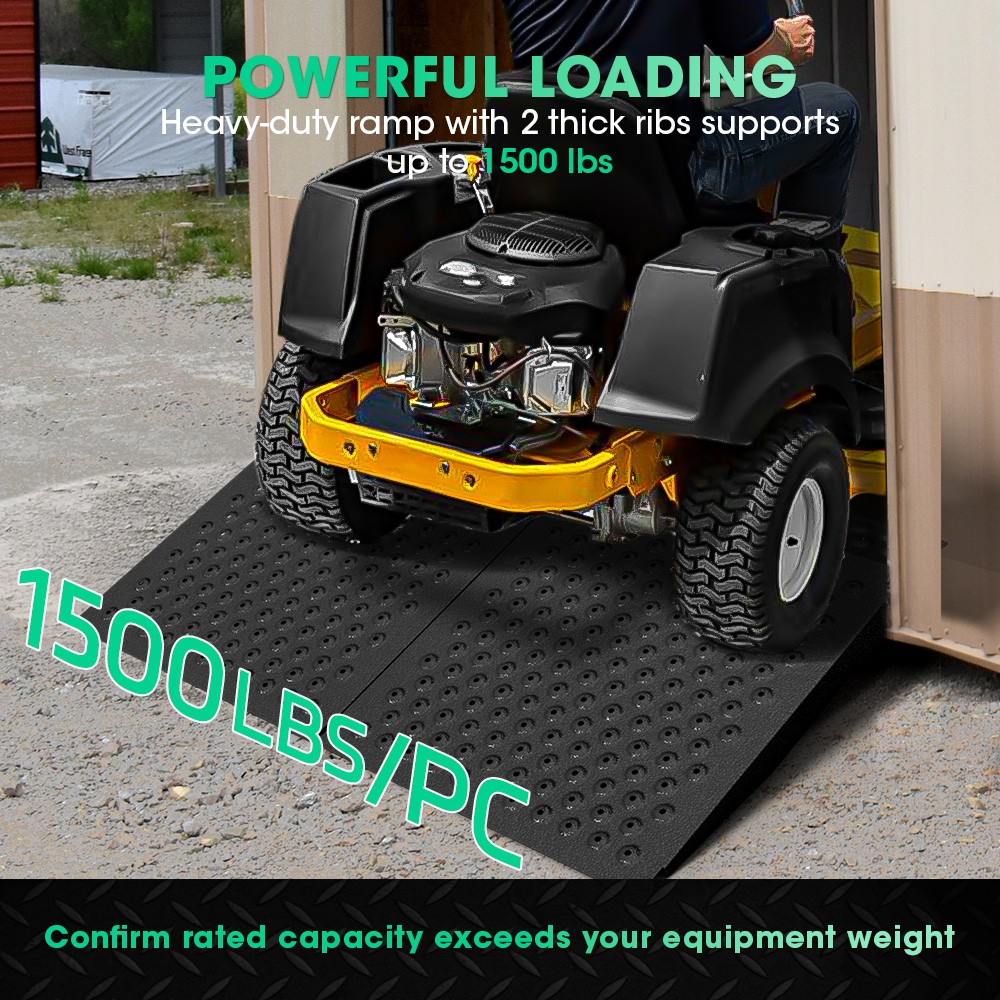 36" x 48" Shed Ramp for Riding Mower 1500LB Anti-Slip Punch Plate Ramp 2PC Alloy