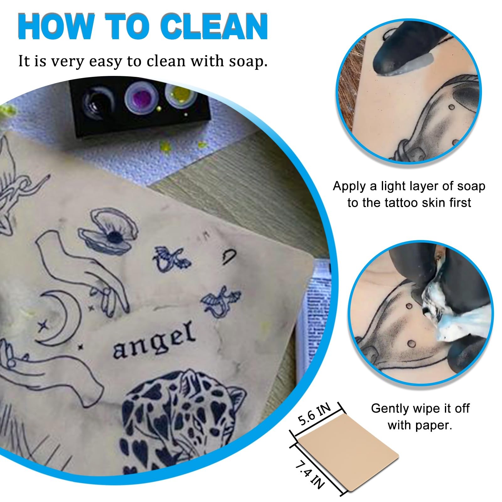 3MM Tattoo Skin Practice Kit - 13Pcs Fake Skin and Stencil Paper Kit Including 3