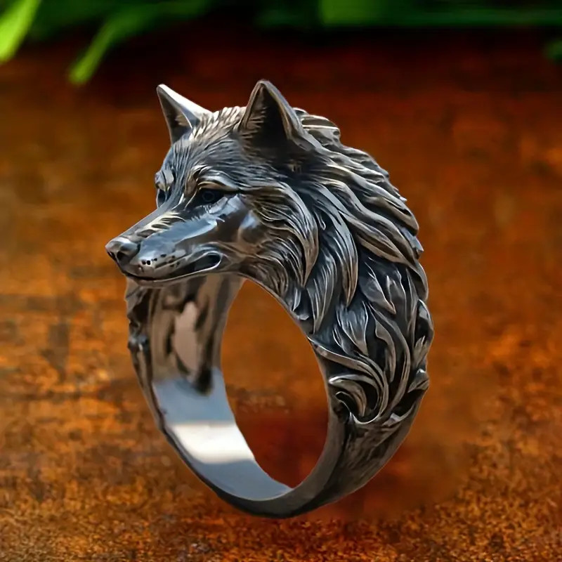 Wolf Head Ring Band Dog Animal Strength Nature Jewelry Silvery