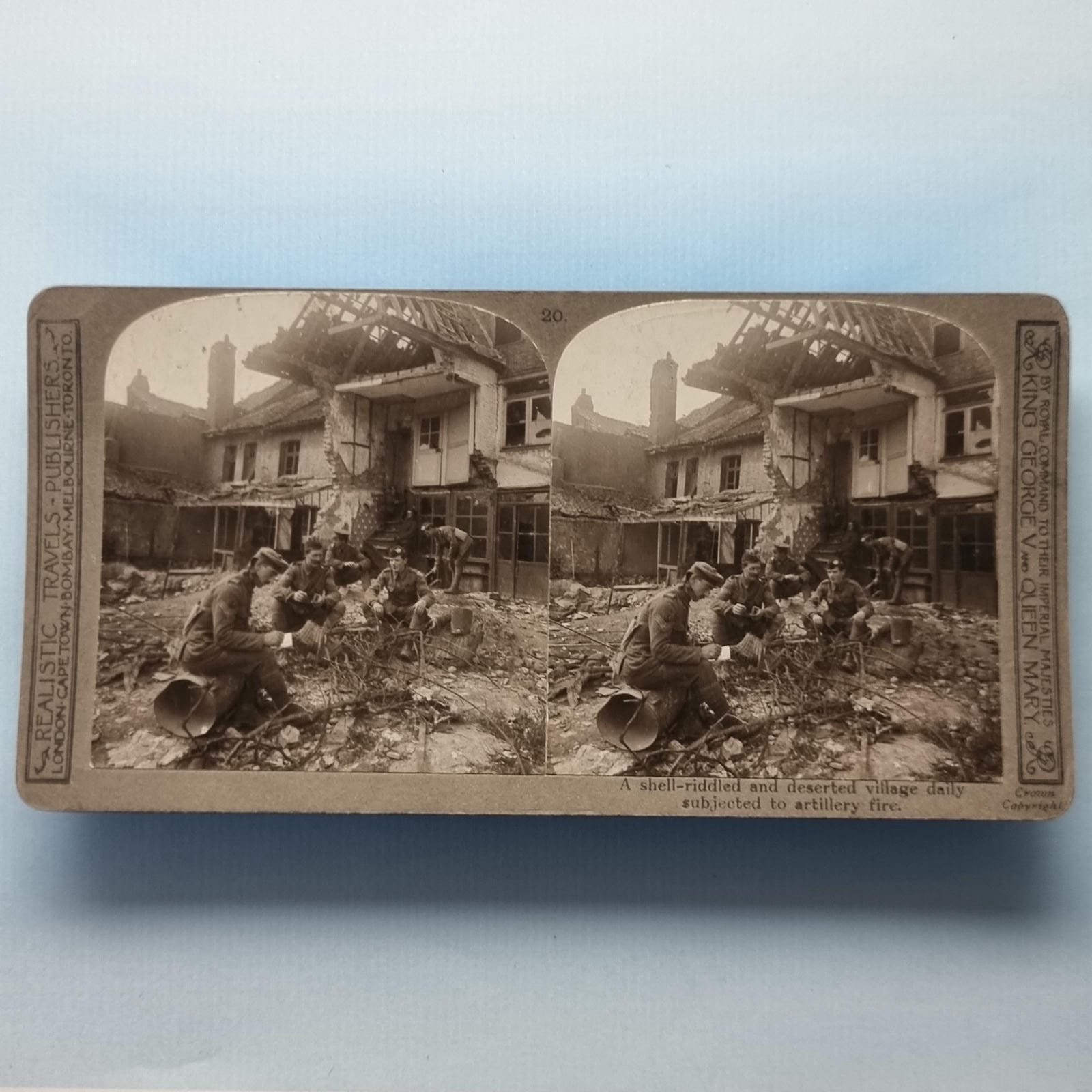 WW1 Military Stereoview C1916 Real Photo France Tommy Troops Smoke Break