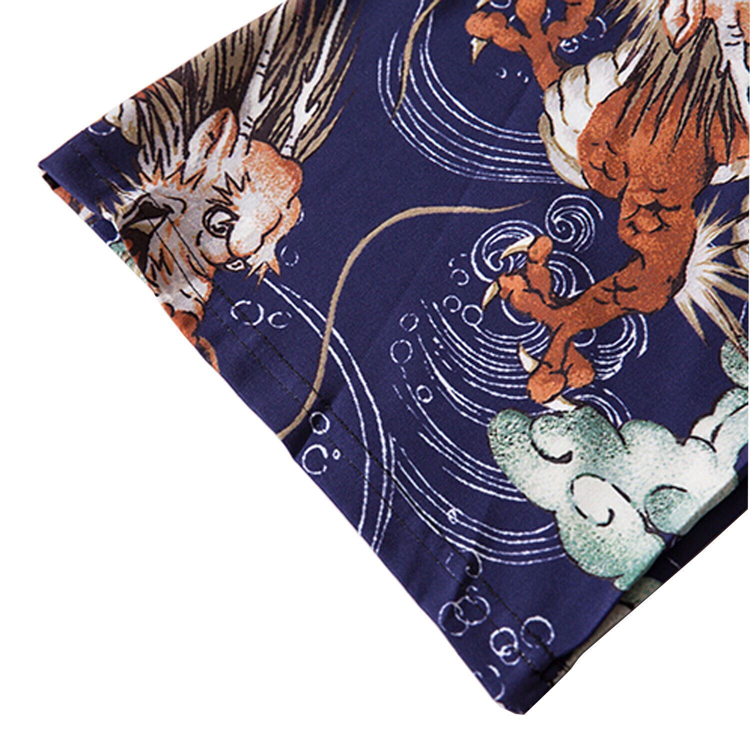 Niepce Men's Flying Dragon in The Clouds Graphic Japanese Kimono Cardigan